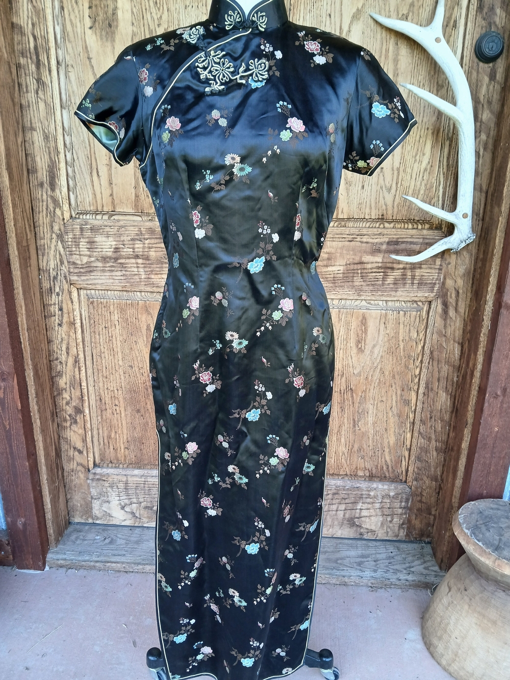 Authentic Vintage Peony Brand Shanghai Rayon Cheongsam Qipao Dress Size 2-4
